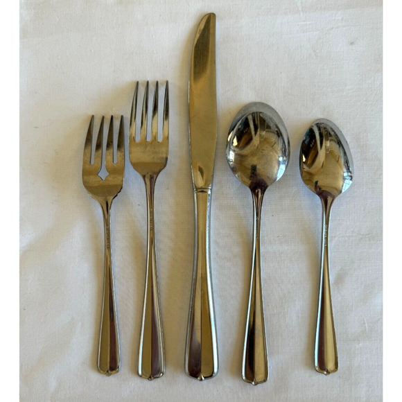 Vintage Oneida USA Simile Mid Century Modern Flatware 5 Piece Place Setting - Picture 3 of 4